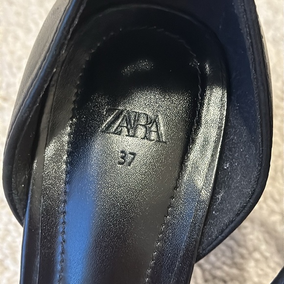ZARA Genuine Leather Heels with Ankle Strap | Size 37 (US 6.5) | Black - Picture 4 of 8